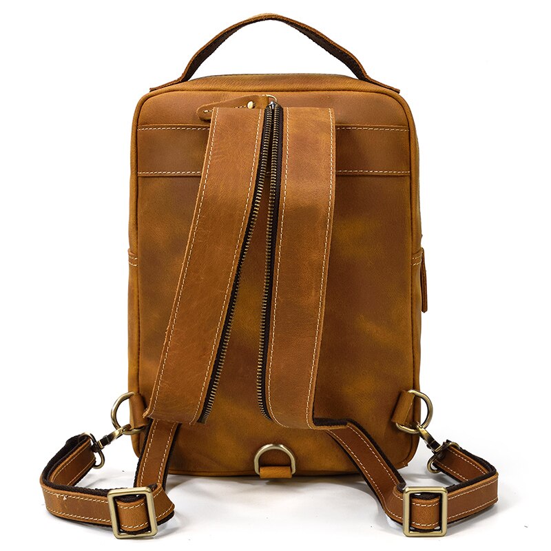 Zee Leather Genuine Leather Single Shoulder Backpack Chest Bag Dual Use Leather bags Men male travel bag outdoor cowhide bags