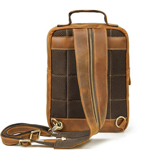 Zee Leather Genuine Leather Single Shoulder Backpack Chest Bag Dual Use Leather bags Men male travel bag outdoor cowhide bags