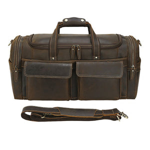 Zee Leather - Men's Crazy Horse Leather Travel Bag Cow Leather Big Travel Duffel Durable Cowhide Weekend Bag Man Genuine Leather Luggage Bag