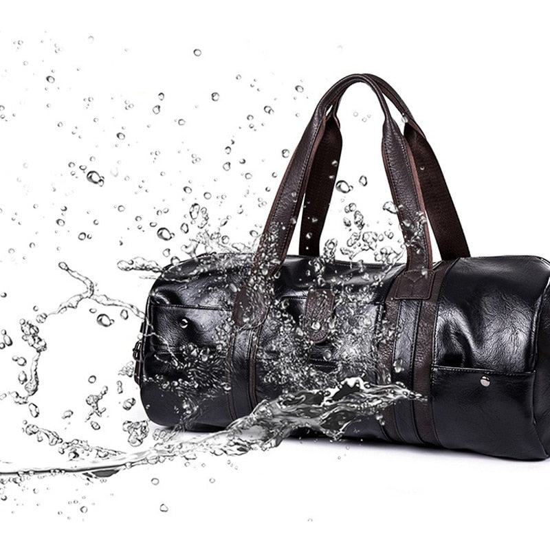 Zee Leather – Men’s Large Capacity Soft Leather Travel Bag Waterproof Training Duffle Bags Outdoor Sport Fitness Luggage Bag Suitcase