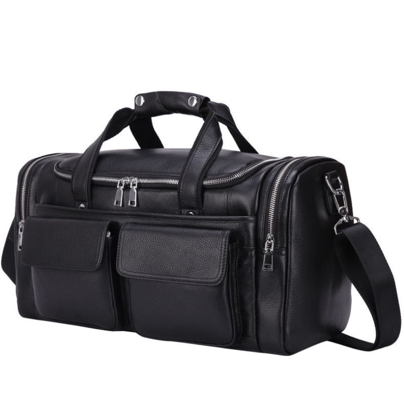 Zee Leather - Men's Crazy Horse Leather Travel Bag Cow Leather Big Travel Duffel Durable Cowhide Weekend Bag Man Genuine Leather Luggage Bag