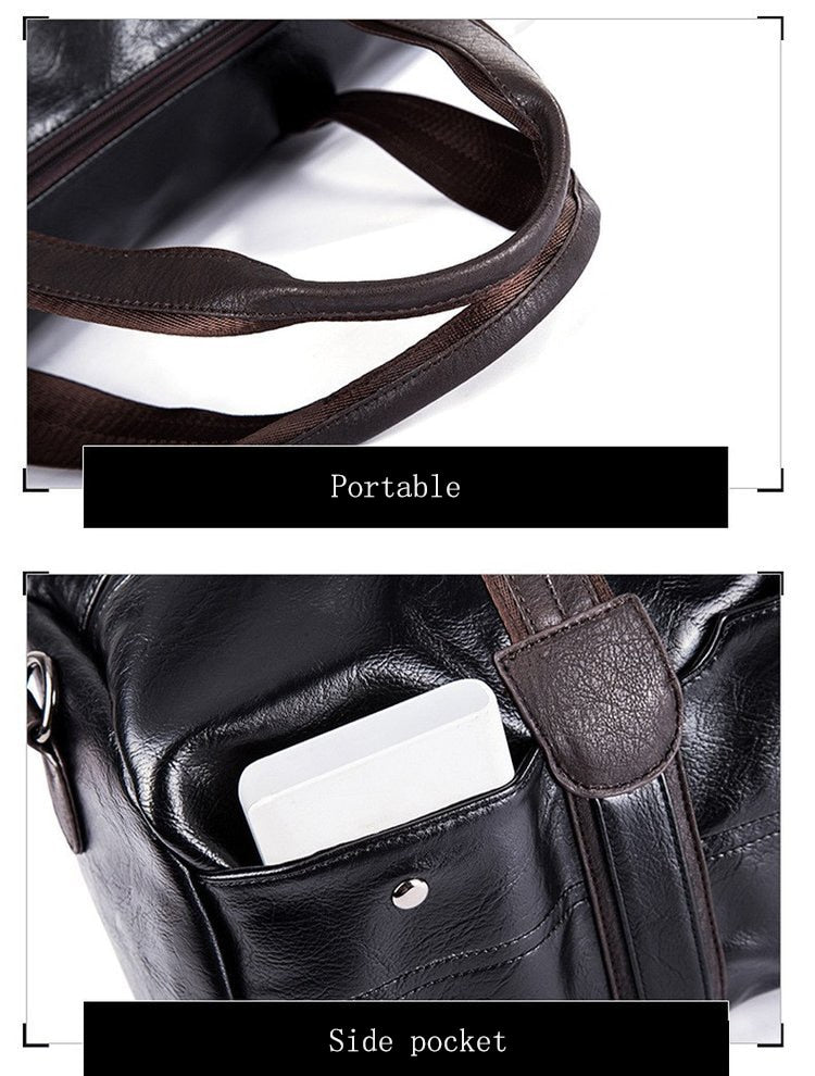 Zee Leather – Men’s Large Capacity Soft Leather Travel Bag Waterproof Training Duffle Bags Outdoor Sport Fitness Luggage Bag Suitcase