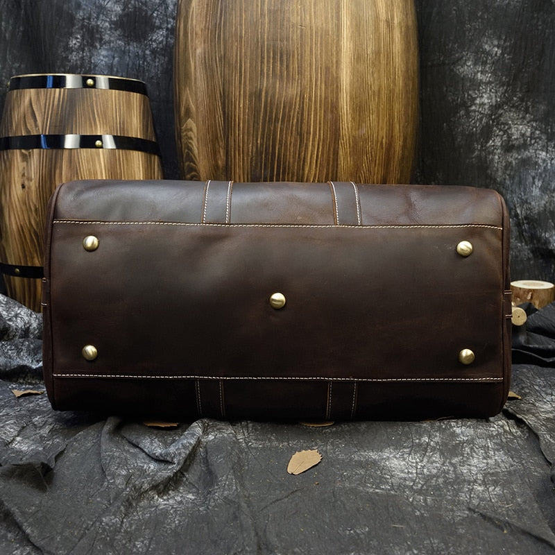 Zee Leather New Fashion Brand Designer Business Trip Travel Bag For Man Outdoor Genuine Leather Shoe Duffle Bag Male Coffee Black