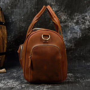 Zee Leather Men's Travel Bag With Shoe Pocket 20 inch Big Capacity Vintage Crazy Horse Leather Weekend luggage Messenger Bag