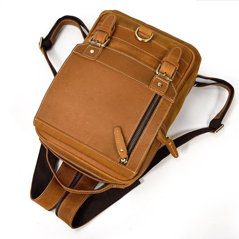 Zee Leather Genuine Leather Single Shoulder Backpack Chest Bag Dual Use Leather bags Men male travel bag outdoor cowhide bags