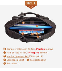 Zee Leather – Men’s Leather Black Briefcase Business Handbag Messenger Bags Male Vintage Shoulder Bag Large Laptop Travel Bags