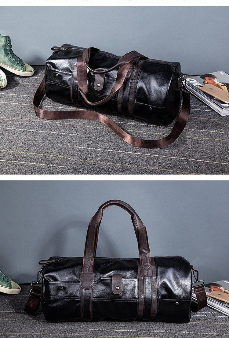 Zee Leather – Men’s Large Capacity Soft Leather Travel Bag Waterproof Training Duffle Bags Outdoor Sport Fitness Luggage Bag Suitcase