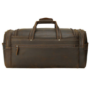 Zee Leather - Men's Crazy Horse Leather Travel Bag Cow Leather Big Travel Duffel Durable Cowhide Weekend Bag Man Genuine Leather Luggage Bag
