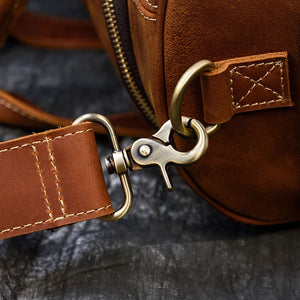 Zee Leather Men's Travel Bag With Shoe Pocket 20 inch Big Capacity Vintage Crazy Horse Leather Weekend luggage Messenger Bag