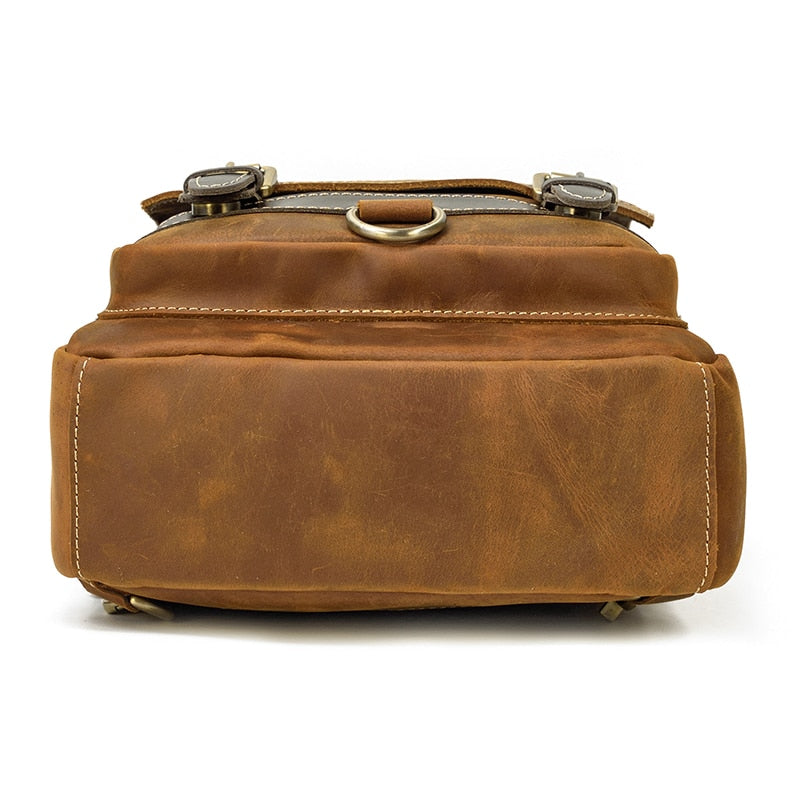 Zee Leather Genuine Leather Single Shoulder Backpack Chest Bag Dual Use Leather bags Men male travel bag outdoor cowhide bags