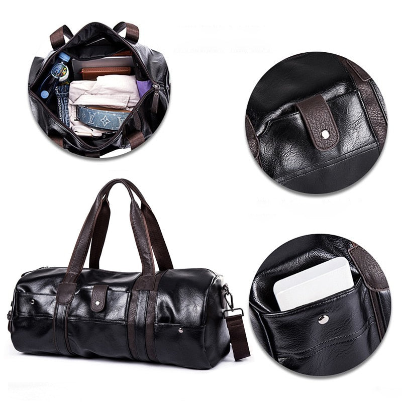 Zee Leather – Men’s Large Capacity Soft Leather Travel Bag Waterproof Training Duffle Bags Outdoor Sport Fitness Luggage Bag Suitcase