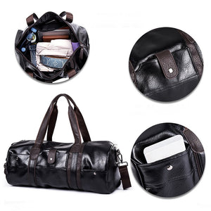 Zee Leather – Men’s Large Capacity Soft Leather Travel Bag Waterproof Training Duffle Bags Outdoor Sport Fitness Luggage Bag Suitcase