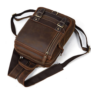 Zee Leather Genuine Leather Single Shoulder Backpack Chest Bag Dual Use Leather bags Men male travel bag outdoor cowhide bags