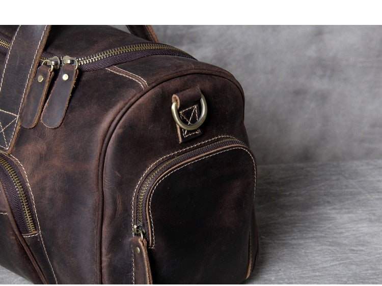 Zee Leather New Fashion Brand Designer Business Trip Travel Bag For Man Outdoor Genuine Leather Shoe Duffle Bag Male Coffee Black