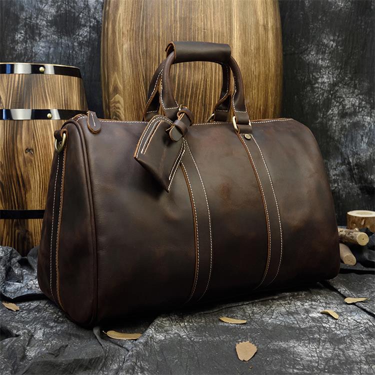 Zee Leather New Fashion Brand Designer Business Trip Travel Bag For Man Outdoor Genuine Leather Shoe Duffle Bag Male Coffee Black