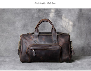 Zee Leather New Fashion Brand Designer Business Trip Travel Bag For Man Outdoor Genuine Leather Shoe Duffle Bag Male Coffee Black