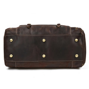 Zee Leather Men's Travel Bag With Shoe Pocket 20 inch Big Capacity Vintage Crazy Horse Leather Weekend luggage Messenger Bag