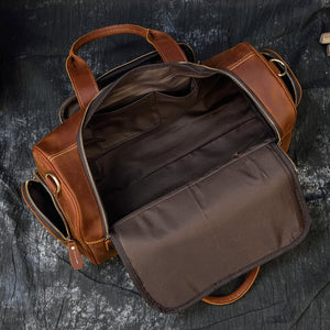 Zee Leather Men's Travel Bag With Shoe Pocket 20 inch Big Capacity Vintage Crazy Horse Leather Weekend luggage Messenger Bag