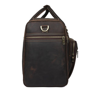 Zee Leather - Men's Crazy Horse Leather Travel Bag Cow Leather Big Travel Duffel Durable Cowhide Weekend Bag Man Genuine Leather Luggage Bag