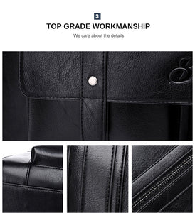 Zee Leather – Men’s Leather Black Briefcase Business Handbag Messenger Bags Male Vintage Shoulder Bag Large Laptop Travel Bags