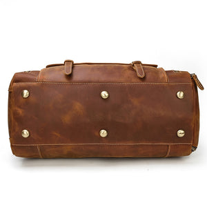 Zee Leather Men's Travel Bag With Shoe Pocket 20 inch Big Capacity Vintage Crazy Horse Leather Weekend luggage Messenger Bag