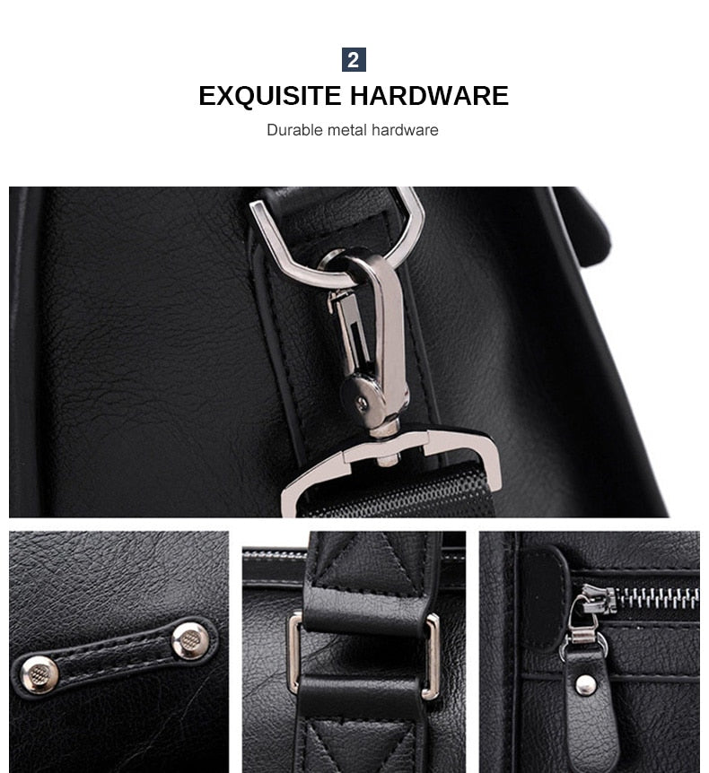 Zee Leather – Men’s Leather Black Briefcase Business Handbag Messenger Bags Male Vintage Shoulder Bag Large Laptop Travel Bags