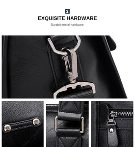 Zee Leather – Men’s Leather Black Briefcase Business Handbag Messenger Bags Male Vintage Shoulder Bag Large Laptop Travel Bags