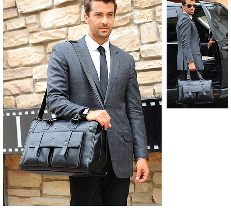 Zee Leather – Men’s Leather Black Briefcase Business Handbag Messenger Bags Male Vintage Shoulder Bag Large Laptop Travel Bags