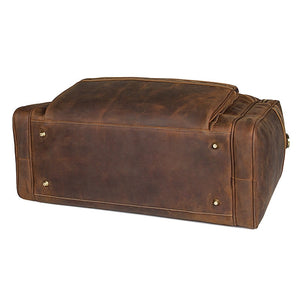 Zee Leather - Men's Crazy Horse Leather Travel Bag Cow Leather Big Travel Duffel Durable Cowhide Weekend Bag Man Genuine Leather Luggage Bag