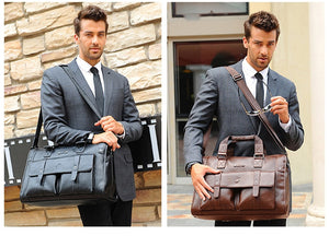 Zee Leather – Men’s Leather Black Briefcase Business Handbag Messenger Bags Male Vintage Shoulder Bag Large Laptop Travel Bags