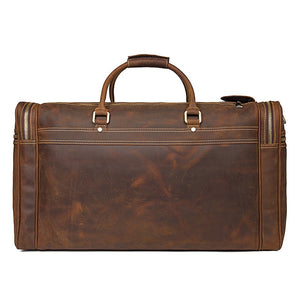 Zee Leather - Men's Crazy Horse Leather Travel Bag Cow Leather Big Travel Duffel Durable Cowhide Weekend Bag Man Genuine Leather Luggage Bag