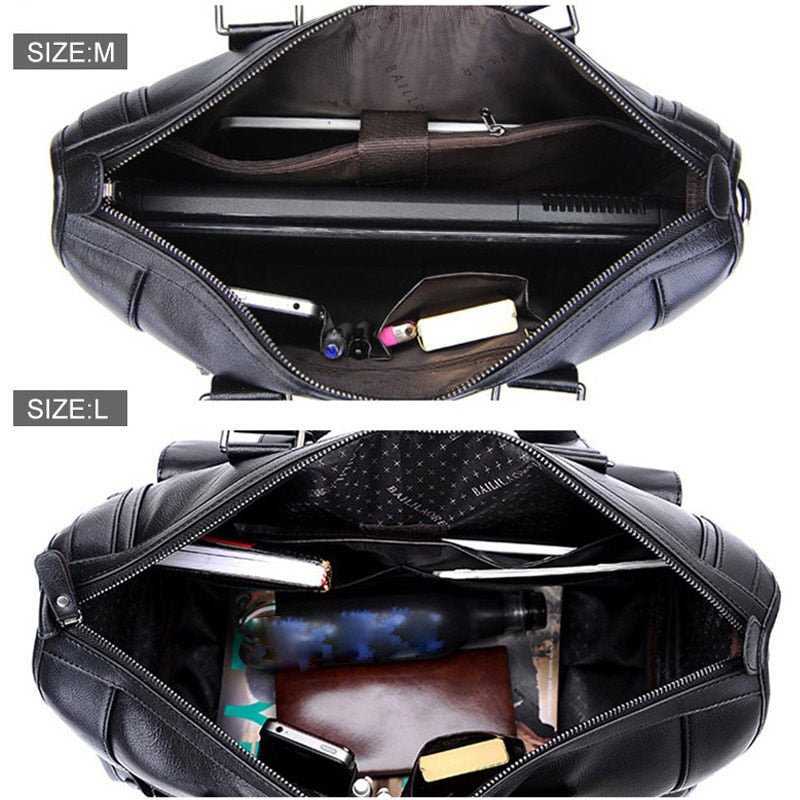 Zee Leather – Men’s Leather Black Briefcase Business Handbag Messenger Bags Male Vintage Shoulder Bag Large Laptop Travel Bags