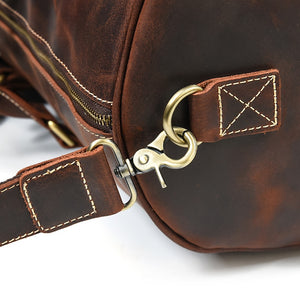 Zee Leather Men's Travel Bag With Shoe Pocket 20 inch Big Capacity Vintage Crazy Horse Leather Weekend luggage Messenger Bag