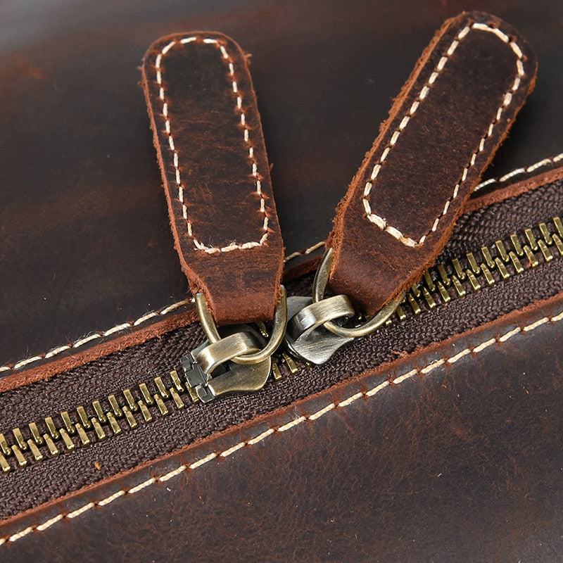Zee Leather Men's Travel Bag With Shoe Pocket 20 inch Big Capacity Vintage Crazy Horse Leather Weekend luggage Messenger Bag