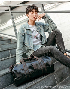 Zee Leather – Men’s Large Capacity Soft Leather Travel Bag Waterproof Training Duffle Bags Outdoor Sport Fitness Luggage Bag Suitcase