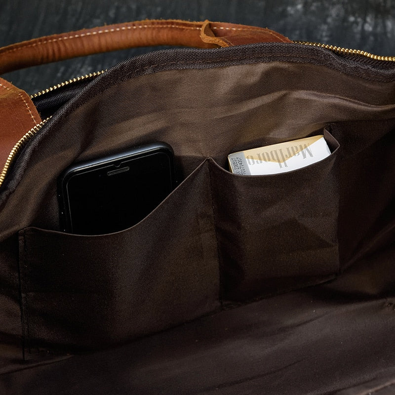 Zee Leather Men's Travel Bag With Shoe Pocket 20 inch Big Capacity Vintage Crazy Horse Leather Weekend luggage Messenger Bag