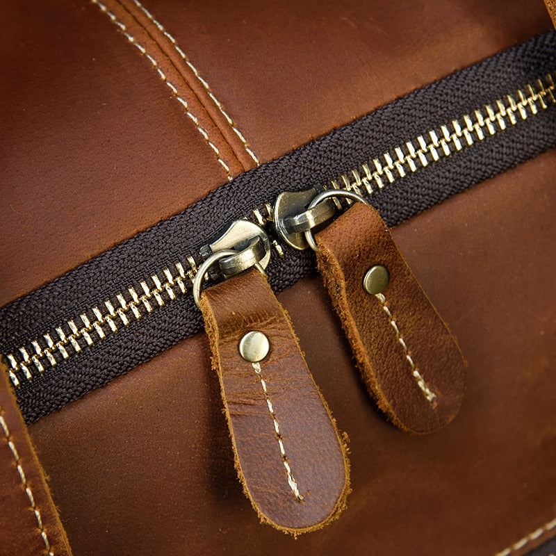 Zee Leather Men's Travel Bag With Shoe Pocket 20 inch Big Capacity Vintage Crazy Horse Leather Weekend luggage Messenger Bag
