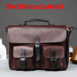 Zee Leather – Men’s Leather Black Briefcase Business Handbag Messenger Bags Male Vintage Shoulder Bag Large Laptop Travel Bags