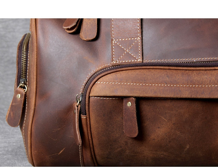 Zee Leather New Fashion Brand Designer Business Trip Travel Bag For Man Outdoor Genuine Leather Shoe Duffle Bag Male Coffee Black