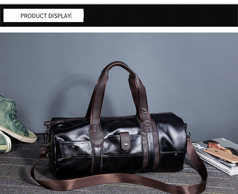 Zee Leather – Men’s Large Capacity Soft Leather Travel Bag Waterproof Training Duffle Bags Outdoor Sport Fitness Luggage Bag Suitcase