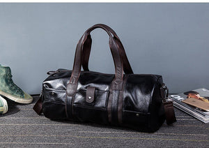 Zee Leather – Men’s Large Capacity Soft Leather Travel Bag Waterproof Training Duffle Bags Outdoor Sport Fitness Luggage Bag Suitcase