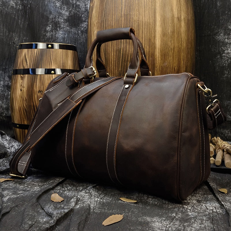 Zee Leather New Fashion Brand Designer Business Trip Travel Bag For Man Outdoor Genuine Leather Shoe Duffle Bag Male Coffee Black