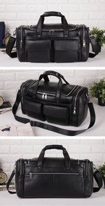 Zee Leather - Men's Crazy Horse Leather Travel Bag Cow Leather Big Travel Duffel Durable Cowhide Weekend Bag Man Genuine Leather Luggage Bag