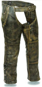 Distressed Leather Motorcycle Chap