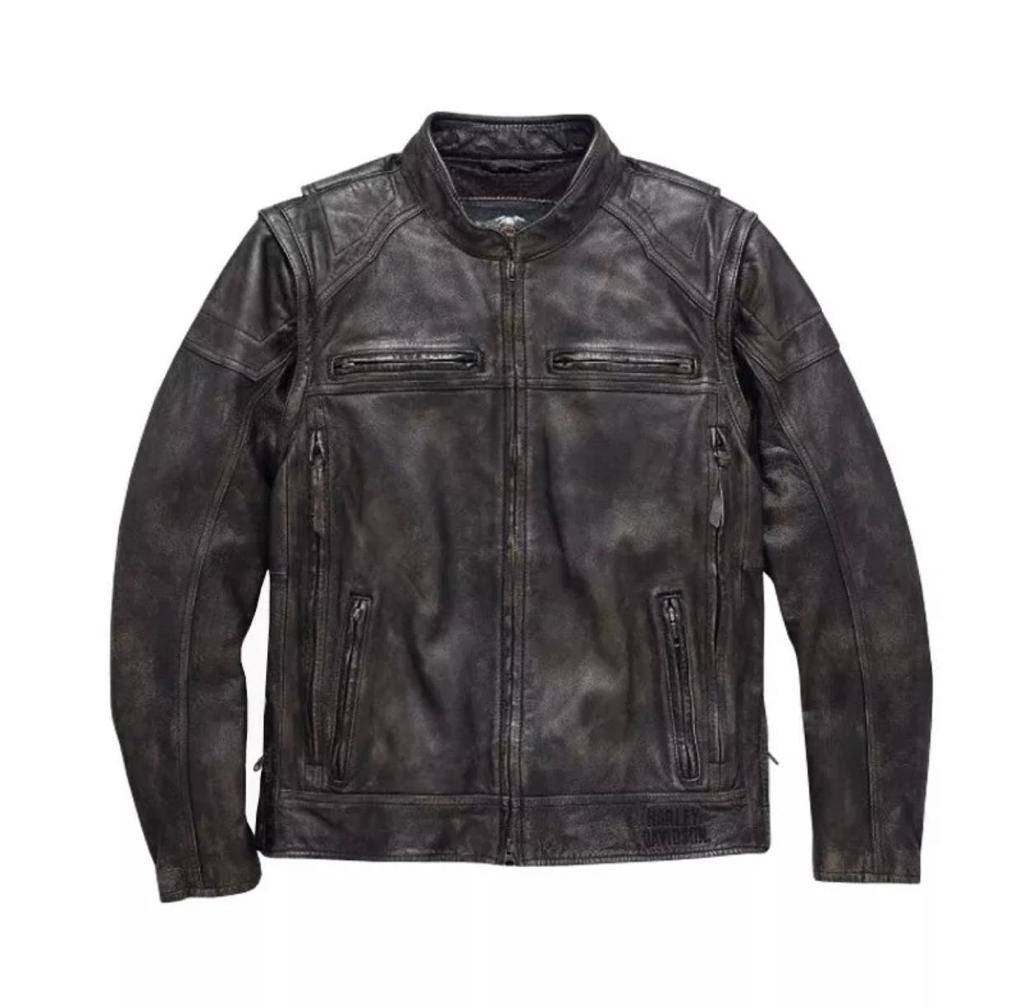 Harley Davidson Men's Dauntless Convertible Leather Jacket, Distressed
