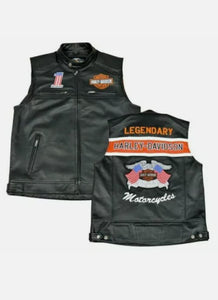 Harley Davidson Legendary Embroidered  Men Leather Vest