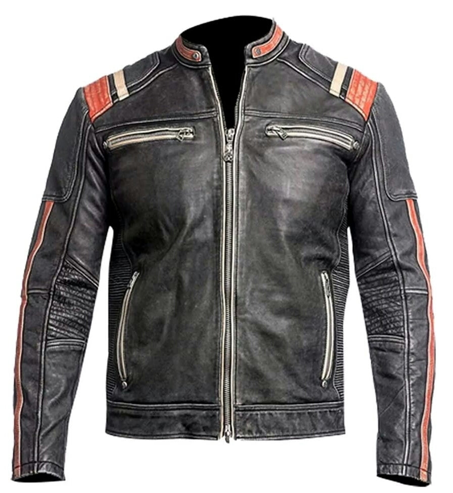 New Men's Cafe Racer Motorbike Leather Jacket