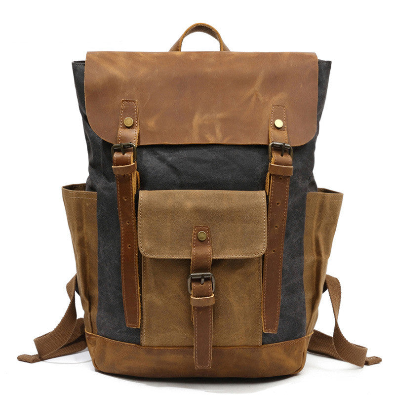 Zee Leather - Men's Canvas Crazy Horse Leather Travel Backpack