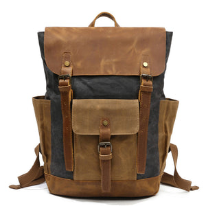 Zee Leather - Men's Canvas Crazy Horse Leather Travel Backpack