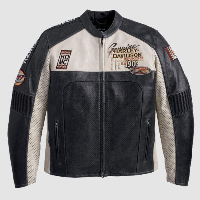 Harley Davidson Men Regulator Perforated Black Leather Jacket